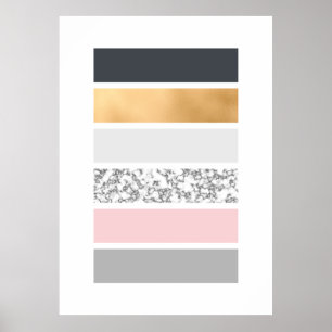 Affiche Lignes de Geo - marbre et rose d'or d'ardoise