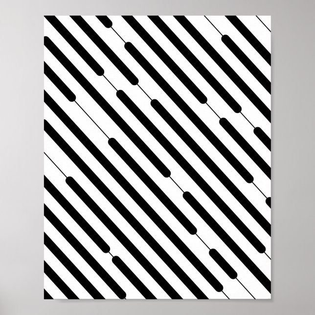Affiche Lignes de hachage noir diagonale (Devant)