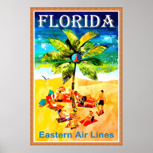 Affiche Lignes de l'Est de Floride Nouveau Voyage dans l'É