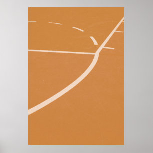 Affiche Lignes de terrain de basket orange et blanc