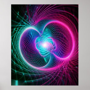 Affiche Lignes de tourbillon fractales néon motif abstrait
