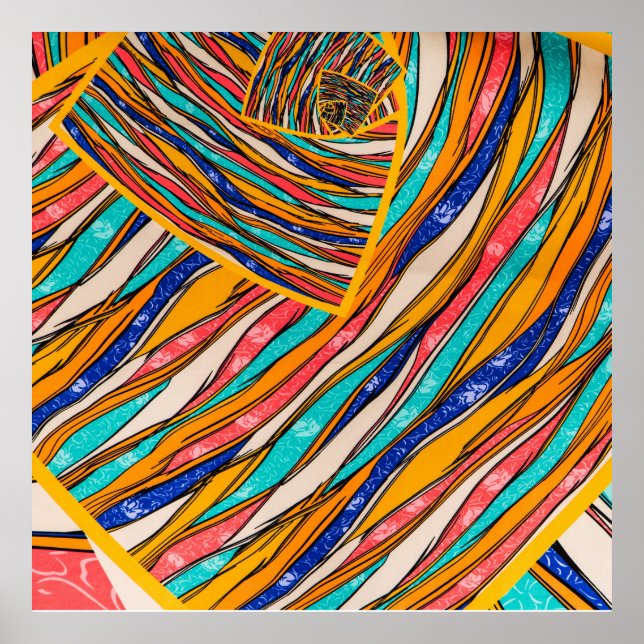 Affiche Lignes de verrouillage colorées (Devant)