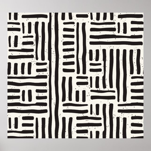 Affiche Lignes dessinées à la main, texture grossière et t (Devant)