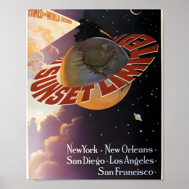 Affiche Lignes du Pacifique Sud - Voyage rétro (Devant)