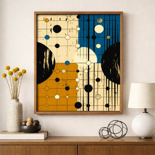 Affiche Lignes et cercles sur des tons chauds et froids