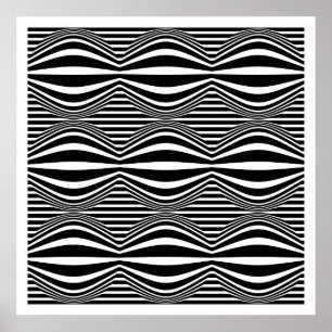 Affiche Lignes et sphères 01 d'art op - noires et blanches