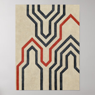 Affiche Lignes graphiques orange et bleu