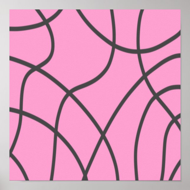 Affiche Lignes : Gris sur rose clair  (Devant)