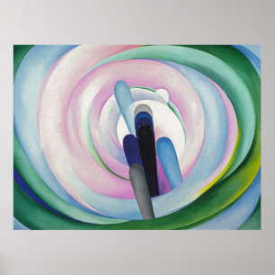 Affiche Lignes grises avec noir, bleu et jaune   O'Keeffe 