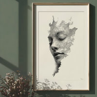 Lignes Hypnotiques : Portrait De Visage Monochrome