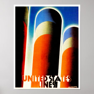 Affiche Lignes maritimes des États-Unis