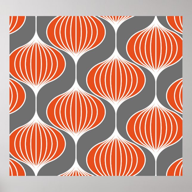 Affiche Lignes ondulées : motif vintage géométrique. (Devant)