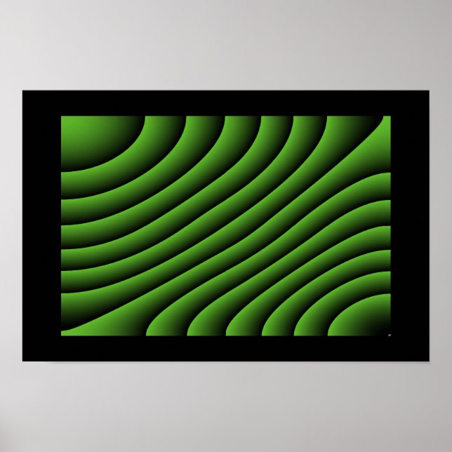 Affiche Lignes Ondulées Vert Hypnotique (Devant)