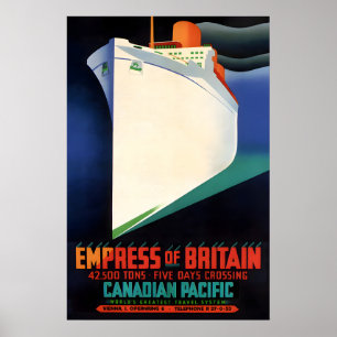 Affiche Lignes PACIFIQUE CANADIEN Empress of Britain Nouve