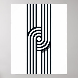 Affiche Lignes parallèles Art Print - Ligne noire et blanc