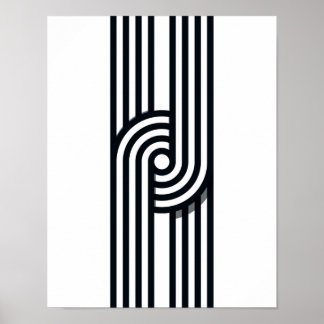 Affiche Lignes parallèles Art Print - Ligne noire et blanc