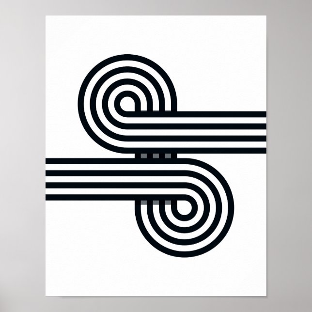 Affiche Lignes parallèles Art Print - Ligne noire et blanc (Devant)