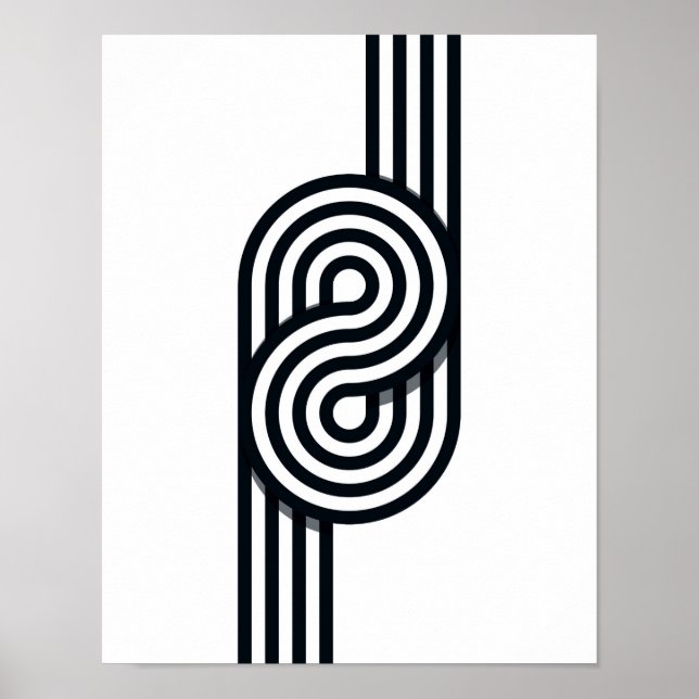 Affiche Lignes parallèles Art Print - Ligne noire et blanc (Devant)