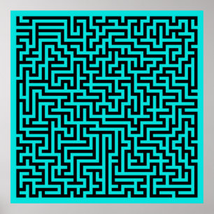 Affiche Lignes turquoise de Maze noir