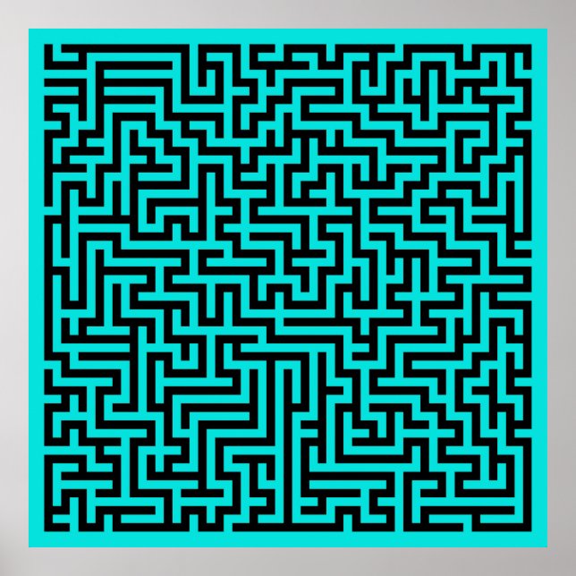 Affiche Lignes turquoise de Maze noir (Devant)