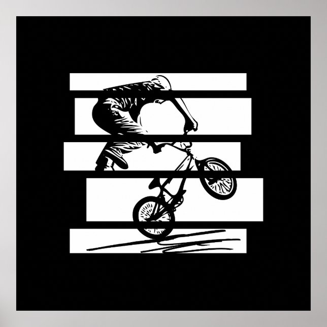 Affiche Lignes urbaines Silhouette BMX Wheelie (Devant)