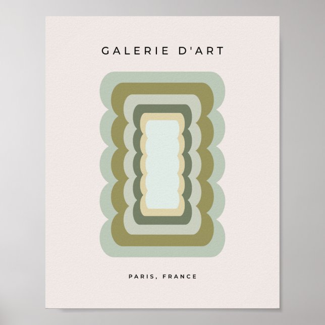 Affiche Lignes vintages Vastes Sage Vert Et Beige (Devant)