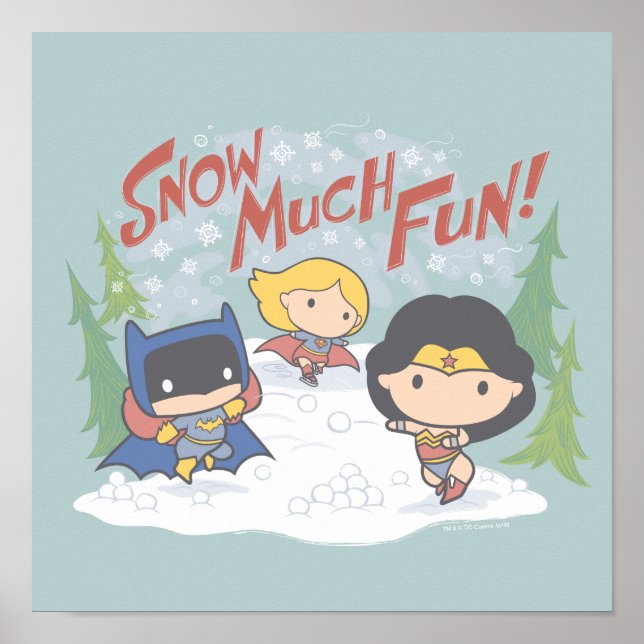 Affiche Ligue de Justice Chibi Snowball combat (Devant)