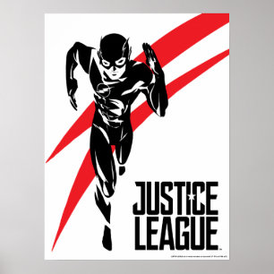 Affiche Ligue de Justice   Flash Running Noir Pop Art
