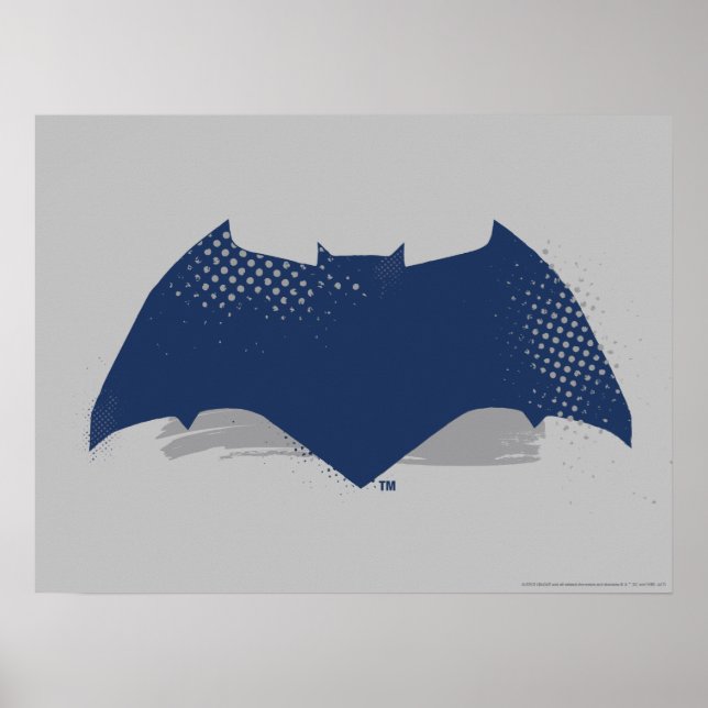 Affiche Ligue de Justice | Symbole Batman de brosse et dem (Devant)