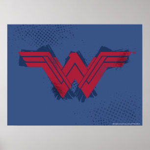 Affiche Ligue de Justice   Symbole de femme Wonder brossé