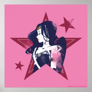 Affiche Ligue de Justice Wonder Woman & Stars Pop Art