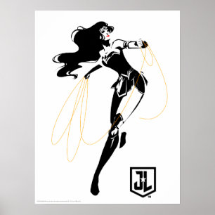 Affiche Ligue de Justice   Wonder Woman with Lasso Pop Art
