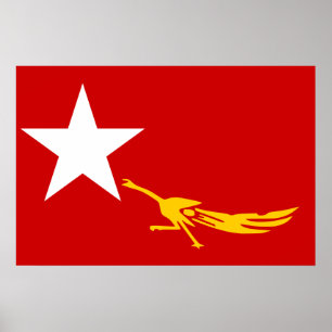 Affiche Ligue nationale pour la démocratie, drapeau de