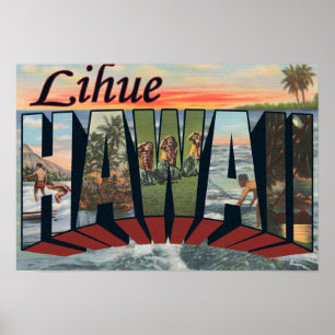 Affiche Lihue, lettre ScenesLihue, HI de HawaiiLarge