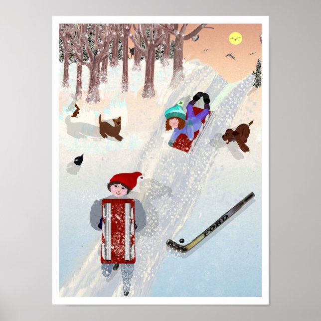 Affiche Lil & Ed s'amusent dans la neige Dessin de LeeMari (Devant)