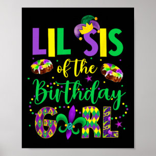 Affiche Lil Sis De La Fille Anniversaire Chemise Mardi Gra