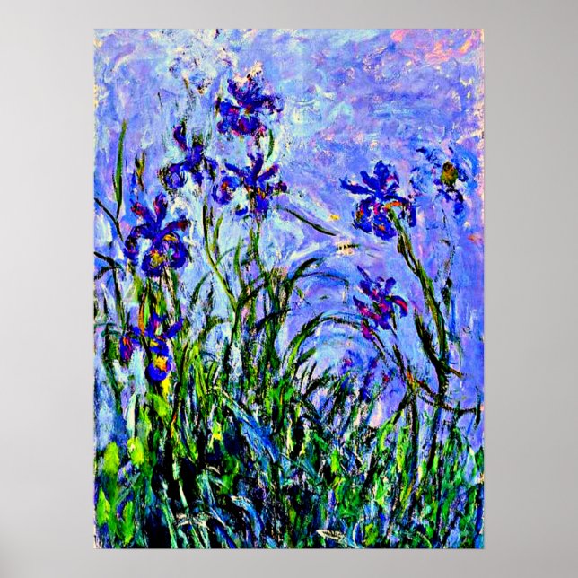 Affiche Lilac Irises art de Claude Monet, (Devant)
