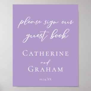 Affiche Lilac Purple Mariage Signer Notre Invité Livre Pos
