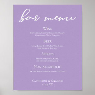 Affiche Lilac Purple White Typographie Mariage Menu