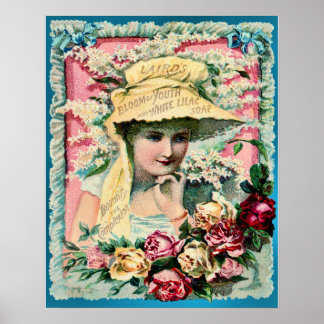 Affiche Lilac Soap Lady Publicité Vintage