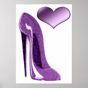 Affiche Lilac Stiletto High Heel Shoe and Heart