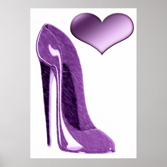 Affiche Lilac Stiletto High Heel Shoe and Heart (Devant)