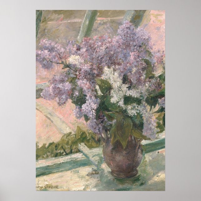 Affiche Lilacs dans la fenêtre par Mary Cassatt Peintre am (Devant)