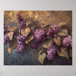 Affiche Lilacs sur la peinture à l'huile d'Arrière - plan