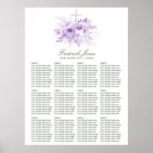 Affiche Lilas et argent floral baptême