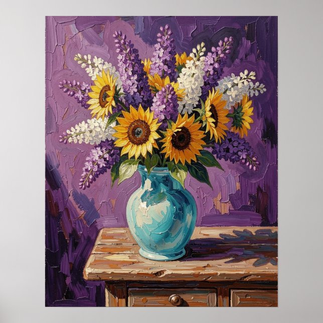 Affiche Lilas et Tournesols | Design Botanique   (Devant)