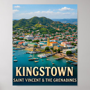 Affiche L'île de Kingstown, port et beauté des Caraïbes