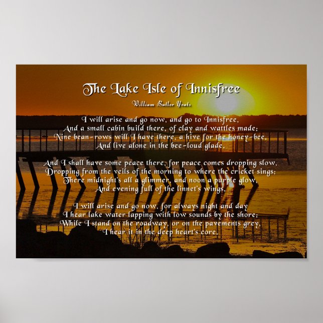 Affiche L'île du lac d'Innisfree, Yeats (Devant)