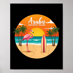 Affiche L'île heureuse d'Aru Flamingo Surf Tropical B