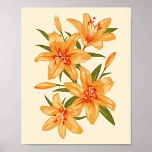 Affiche Lilies orange.Illustration Fleur